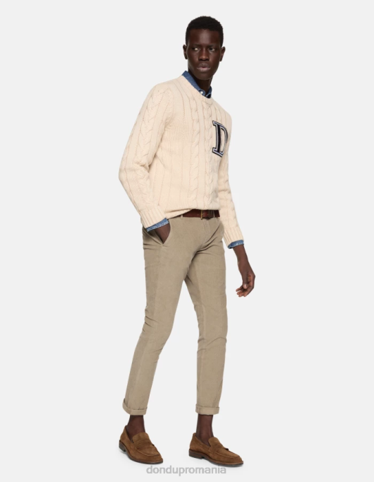 bărbați pantaloni slim din catifea gaubert V84D762 îmbrăcăminte taupe DONDUP
