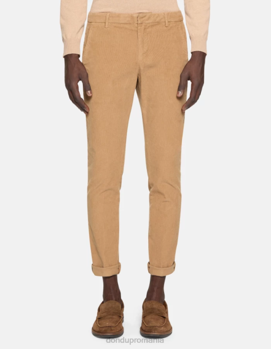 bărbați pantaloni slim din catifea gaubert V84D763 îmbrăcăminte nisip DONDUP