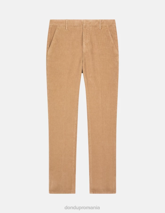 bărbați pantaloni slim din catifea gaubert V84D763 îmbrăcăminte nisip DONDUP