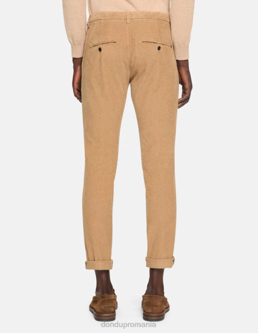 bărbați pantaloni slim din catifea gaubert V84D763 îmbrăcăminte nisip DONDUP