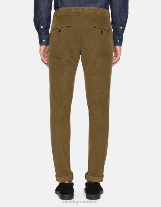 bărbați pantaloni slim din catifea gaubert V84D765 îmbrăcăminte verde armată DONDUP