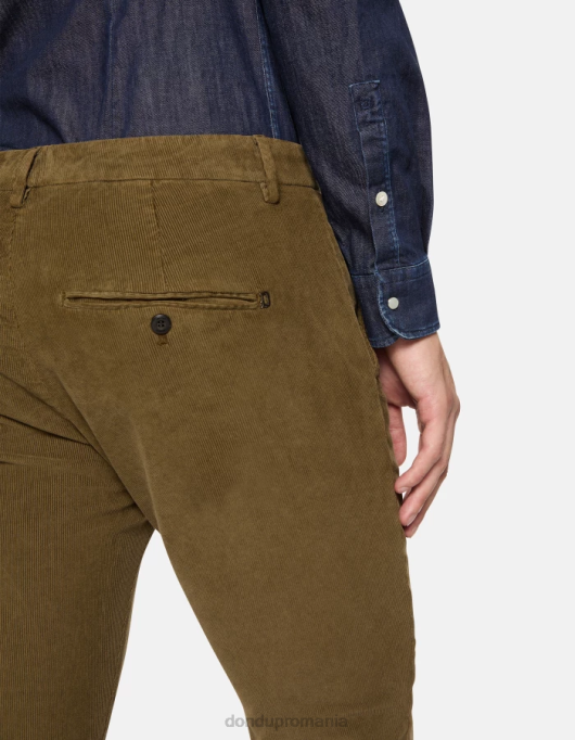 bărbați pantaloni slim din catifea gaubert V84D765 îmbrăcăminte verde armată DONDUP
