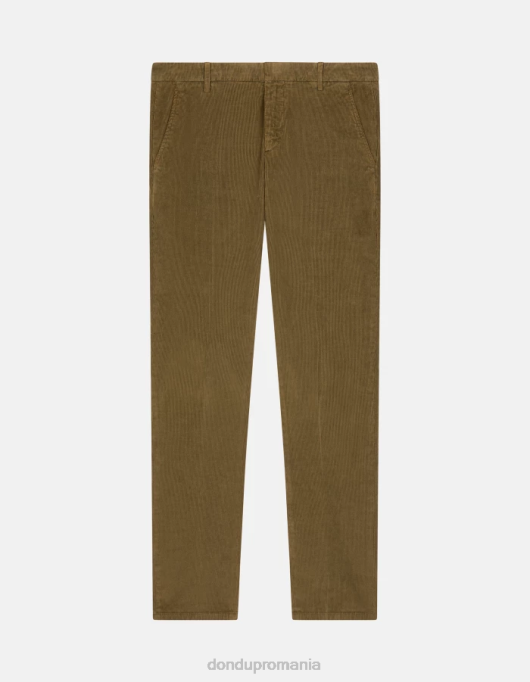 bărbați pantaloni slim din catifea gaubert V84D765 îmbrăcăminte verde armată DONDUP