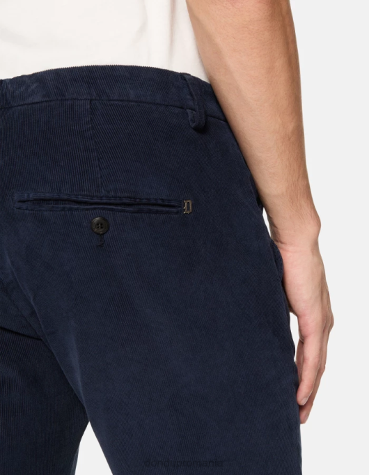 bărbați pantaloni slim din catifea gaubert V84D767 îmbrăcăminte albastru marin DONDUP