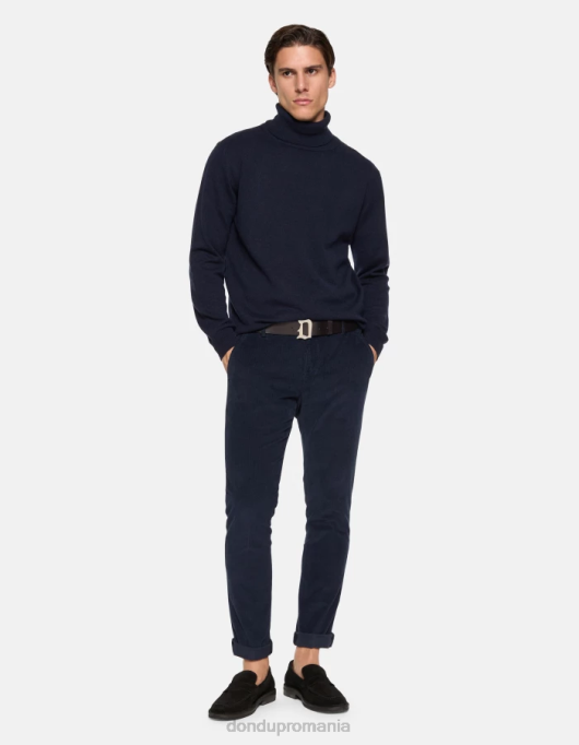 bărbați pantaloni slim din catifea gaubert V84D767 îmbrăcăminte albastru marin DONDUP