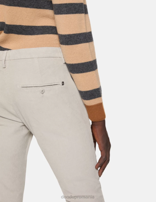 bărbați pantaloni slim din catifea gaubert V84D768 îmbrăcăminte gri deschis DONDUP