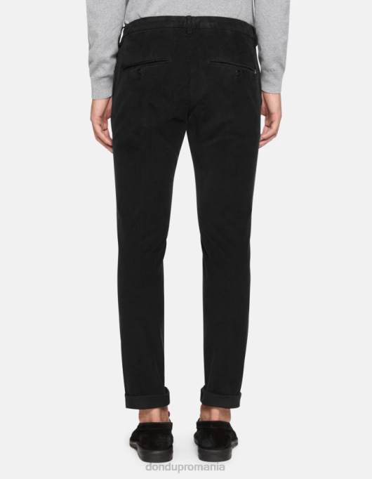 bărbați pantaloni slim din catifea gaubert V84D770 îmbrăcăminte negru DONDUP