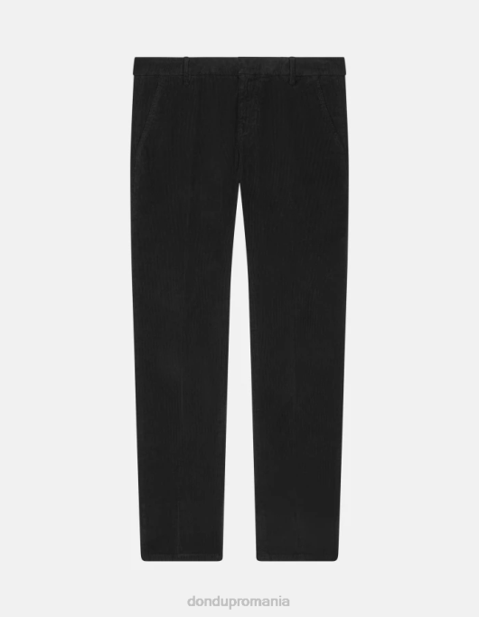 bărbați pantaloni slim din catifea gaubert V84D770 îmbrăcăminte negru DONDUP