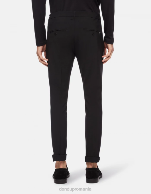 bărbați pantaloni slim din lână gaubert V84D705 îmbrăcăminte negru DONDUP