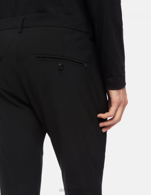 bărbați pantaloni slim din lână gaubert V84D705 îmbrăcăminte negru DONDUP