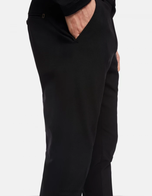 bărbați pantaloni slim din lână gaubert V84D705 îmbrăcăminte negru DONDUP