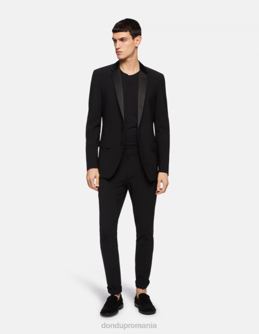 bărbați pantaloni slim din lână gaubert V84D705 îmbrăcăminte negru DONDUP