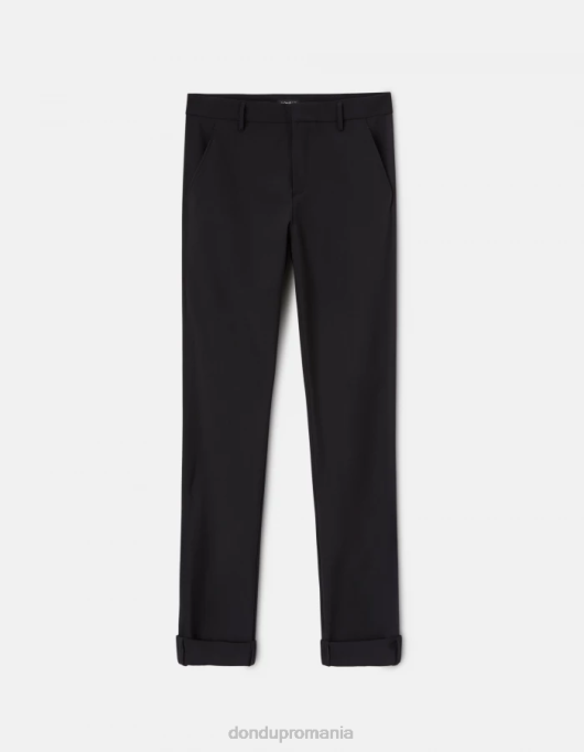 bărbați pantaloni slim din lână gaubert V84D705 îmbrăcăminte negru DONDUP