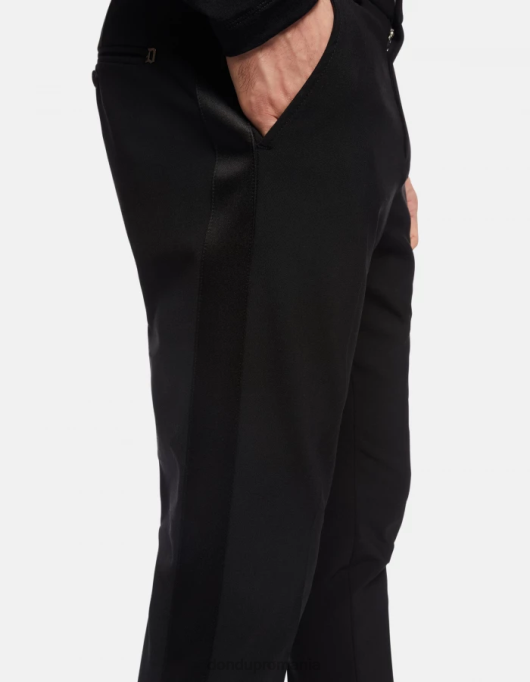 bărbați pantaloni slim din lână gaubert V84D740 îmbrăcăminte negru DONDUP