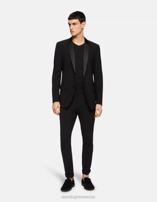 bărbați pantaloni slim din lână gaubert V84D740 îmbrăcăminte negru DONDUP