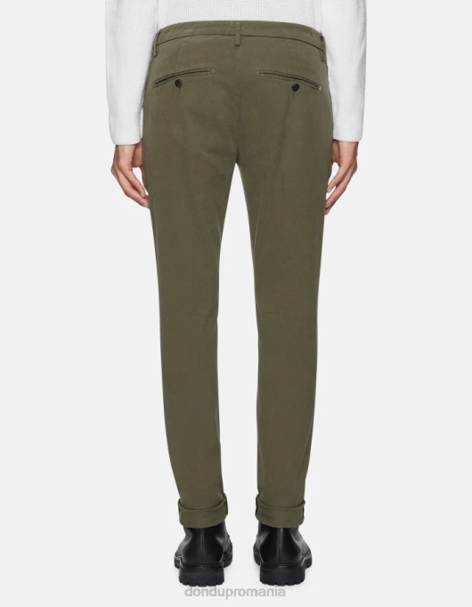 bărbați pantaloni slim-fit din bumbac gaubert cu darts V84D723 îmbrăcăminte verde salvie DONDUP