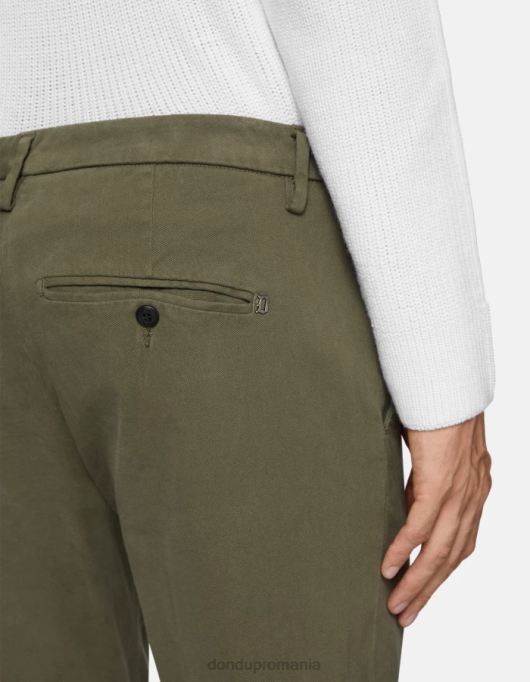 bărbați pantaloni slim-fit din bumbac gaubert cu darts V84D723 îmbrăcăminte verde salvie DONDUP