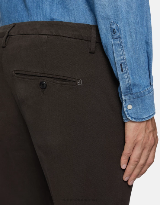 bărbați pantaloni slim-fit din bumbac gaubert cu darts V84D724 îmbrăcăminte castoro DONDUP