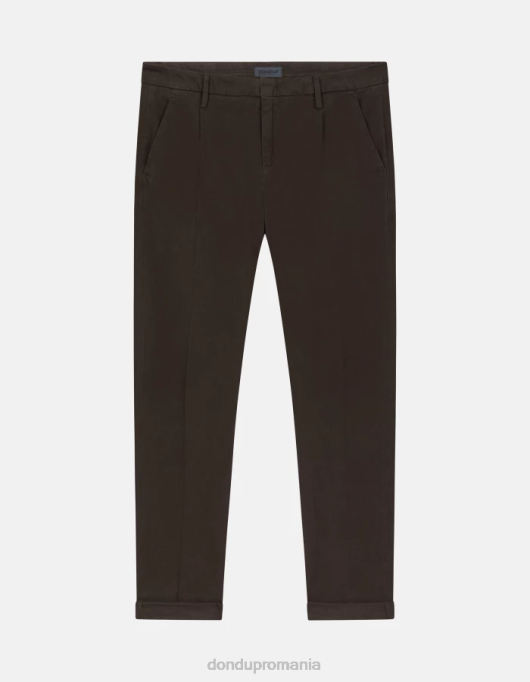 bărbați pantaloni slim-fit din bumbac gaubert cu darts V84D724 îmbrăcăminte castoro DONDUP