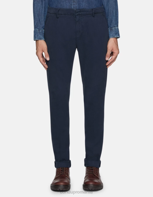 bărbați pantaloni slim-fit din bumbac gaubert cu darts V84D725 îmbrăcăminte albastru marin DONDUP