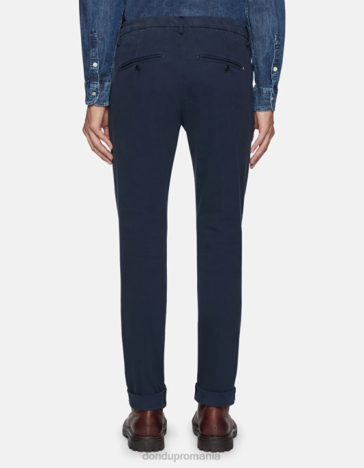 bărbați pantaloni slim-fit din bumbac gaubert cu darts V84D725 îmbrăcăminte albastru marin DONDUP