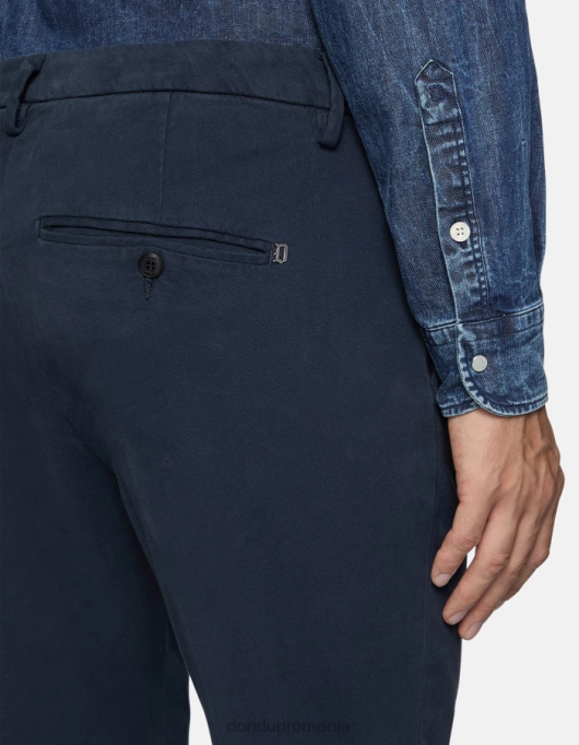 bărbați pantaloni slim-fit din bumbac gaubert cu darts V84D725 îmbrăcăminte albastru marin DONDUP