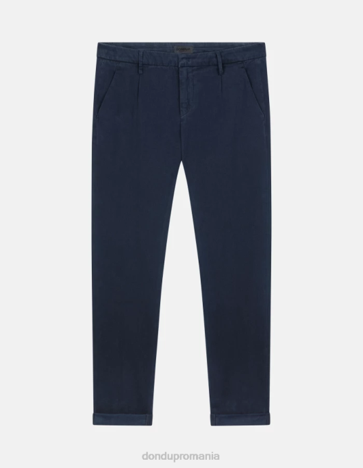 bărbați pantaloni slim-fit din bumbac gaubert cu darts V84D725 îmbrăcăminte albastru marin DONDUP