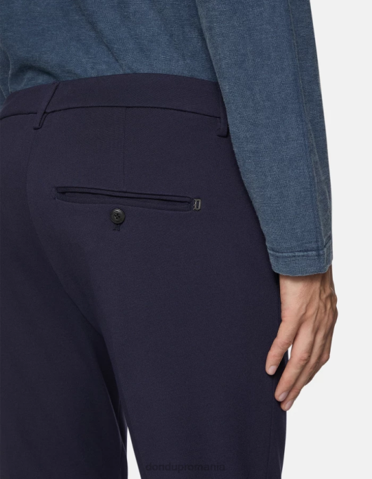 bărbați pantaloni slim-fit din jerse gaubert V84D732 îmbrăcăminte albastru inchis DONDUP