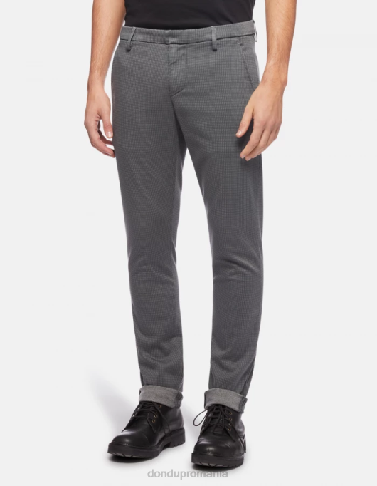 bărbați pantaloni slim-fit gaubert din bumbac imprimat V84D773 îmbrăcăminte gri DONDUP