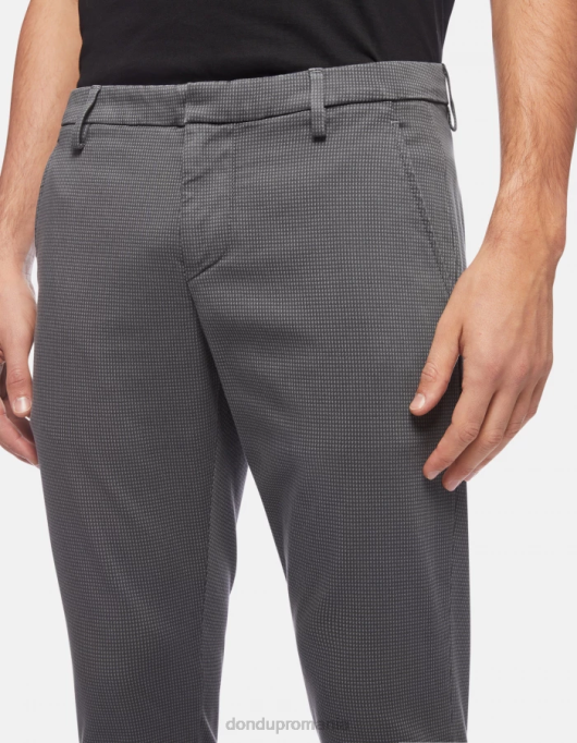 bărbați pantaloni slim-fit gaubert din bumbac imprimat V84D773 îmbrăcăminte gri DONDUP