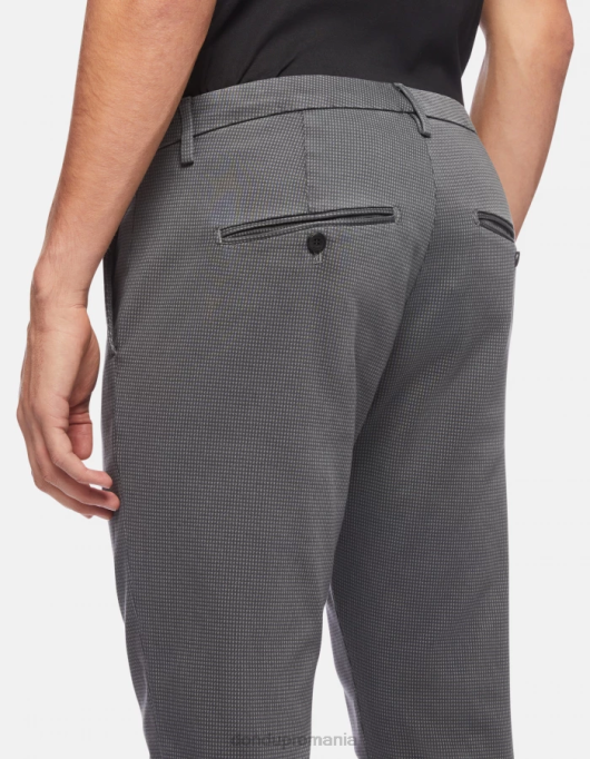 bărbați pantaloni slim-fit gaubert din bumbac imprimat V84D773 îmbrăcăminte gri DONDUP