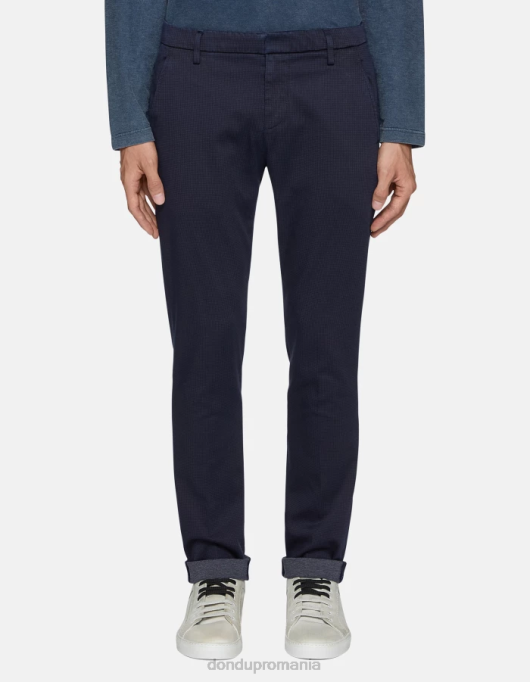 bărbați pantaloni slim-fit gaubert din bumbac imprimat V84D774 îmbrăcăminte albastru DONDUP