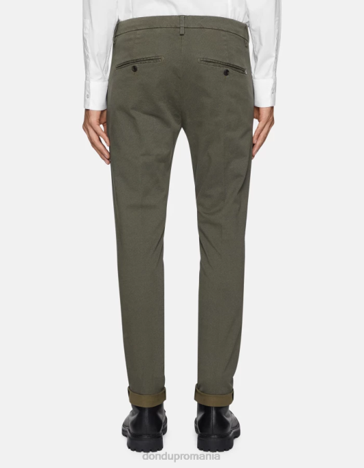 bărbați pantaloni slim-fit gaubert din bumbac imprimat V84D781 îmbrăcăminte verde salvie DONDUP
