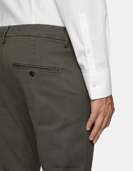 bărbați pantaloni slim-fit gaubert din bumbac imprimat V84D781 îmbrăcăminte verde salvie DONDUP