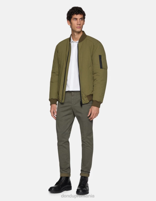 bărbați pantaloni slim-fit gaubert din bumbac imprimat V84D781 îmbrăcăminte verde salvie DONDUP
