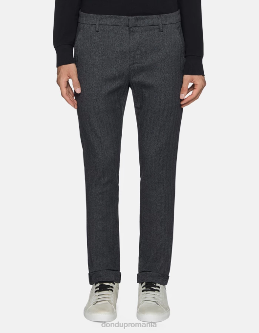 bărbați pantaloni slim-fit gaubert din bumbac imprimat V84D783 îmbrăcăminte gri DONDUP