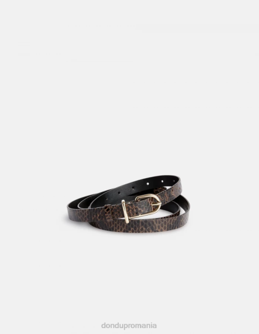 femei centura din piele cu efect imprimeu piton V84D473 accesorii cioccolato DONDUP