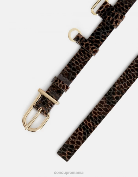 femei centura din piele cu efect imprimeu piton V84D473 accesorii cioccolato DONDUP