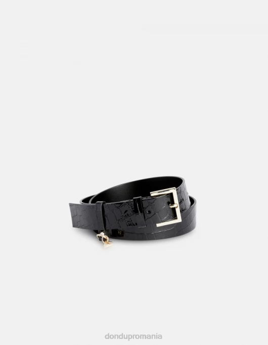 femei centura din piele cu imprimeu crocodil V84D477 accesorii negru DONDUP