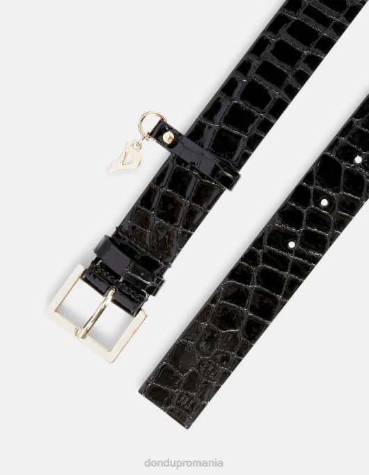 femei centura din piele cu imprimeu crocodil V84D477 accesorii negru DONDUP