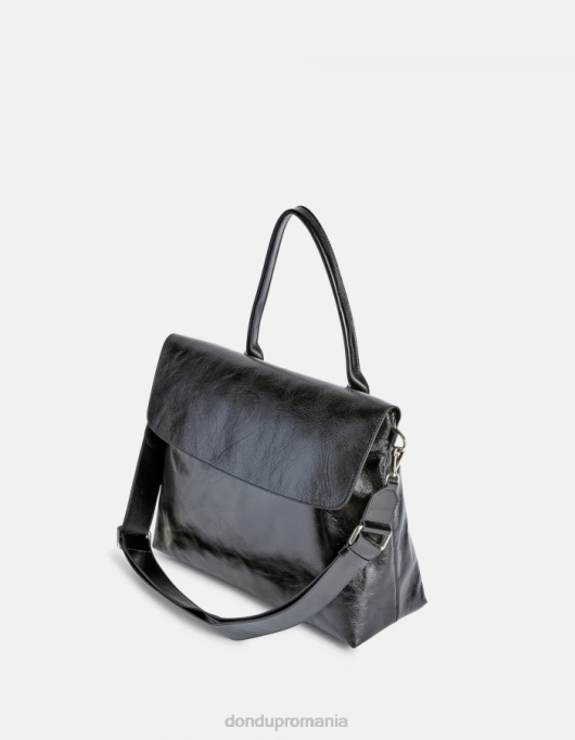 femei geanta din piele lucioasa V84D484 accesorii negru DONDUP