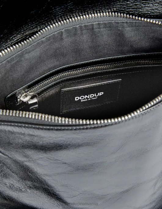 femei geanta din piele lucioasa V84D484 accesorii negru DONDUP