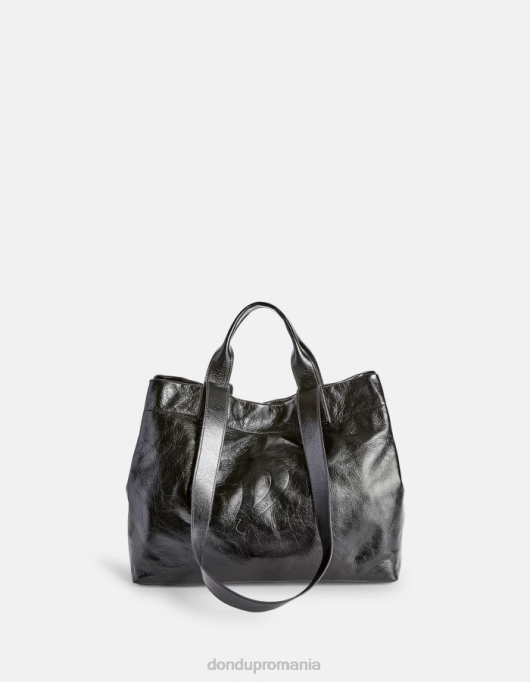 femei shopper din piele lucioasă V84D492 accesorii negru DONDUP