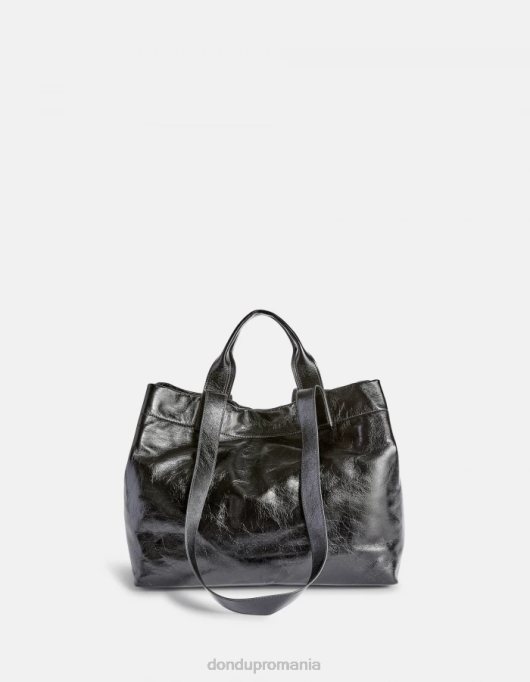 femei shopper din piele lucioasă V84D492 accesorii negru DONDUP
