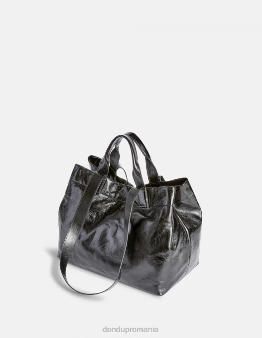 femei shopper din piele lucioasă V84D492 accesorii negru DONDUP