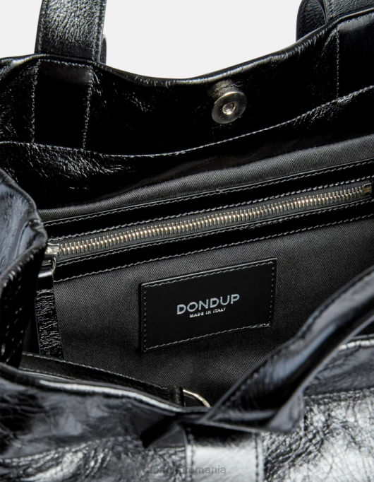 femei shopper din piele lucioasă V84D492 accesorii negru DONDUP