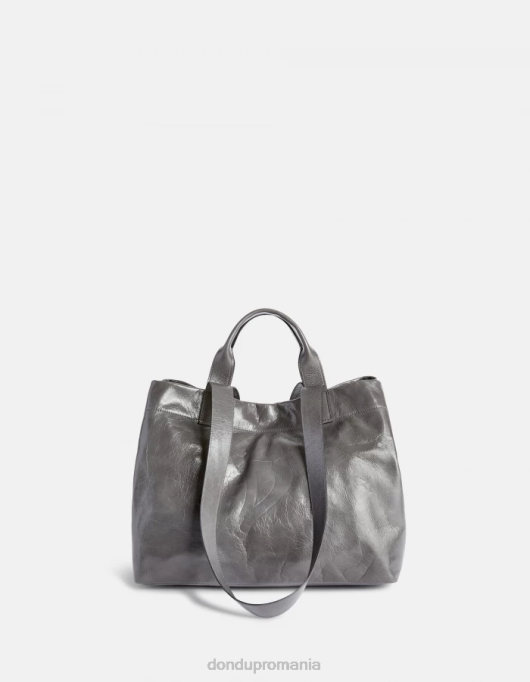 femei shopper din piele lucioasă V84D497 accesorii fumo DONDUP