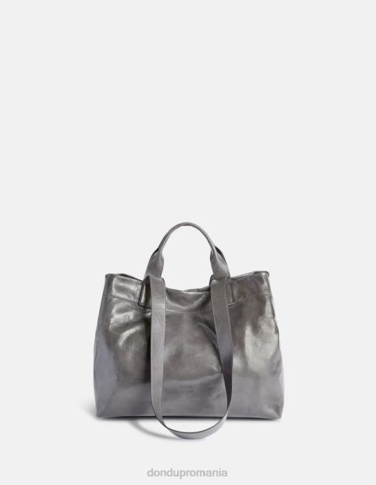 femei shopper din piele lucioasă V84D497 accesorii fumo DONDUP