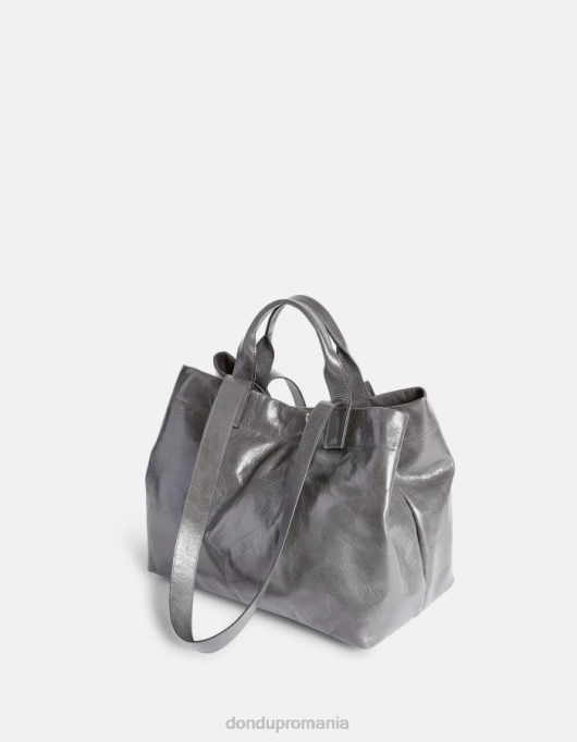 femei shopper din piele lucioasă V84D497 accesorii fumo DONDUP