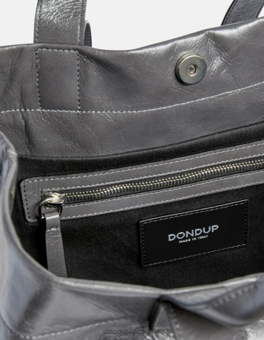 femei shopper din piele lucioasă V84D497 accesorii fumo DONDUP
